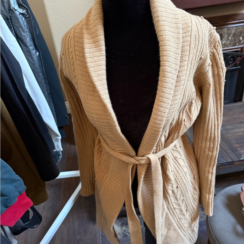 LOFT Tan Belted Cardigan